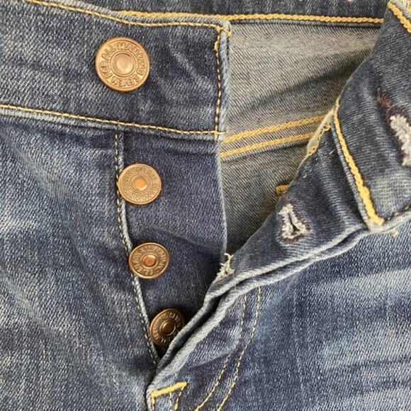 7 For All Mankind Josefina Boyfriend Button-Fly Jean Straight Distressed 25 - Picture 5 of 6